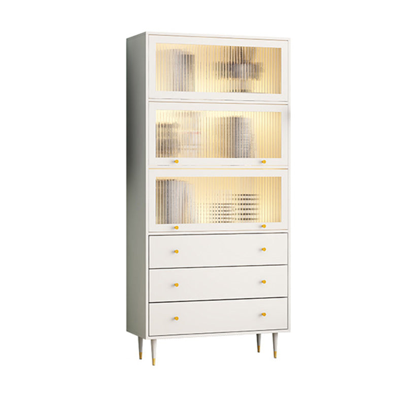 Glam Manufactured Wood Standard Bookcase Vertical Bookcase with Door and Drawers