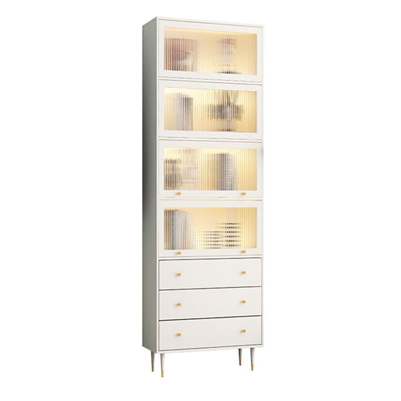 Glam Manufactured Wood Standard Bookcase Vertical Bookcase with Door and Drawers