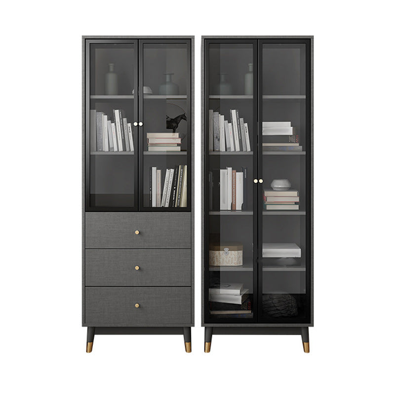Vertical Glam Standard Bookcase Manufactured Wood Bookcase with Glass Door