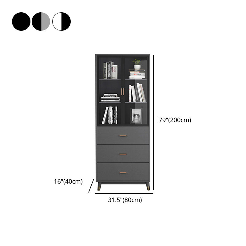 Vertical Glam Standard Bookcase Manufactured Wood Bookcase with Glass Door