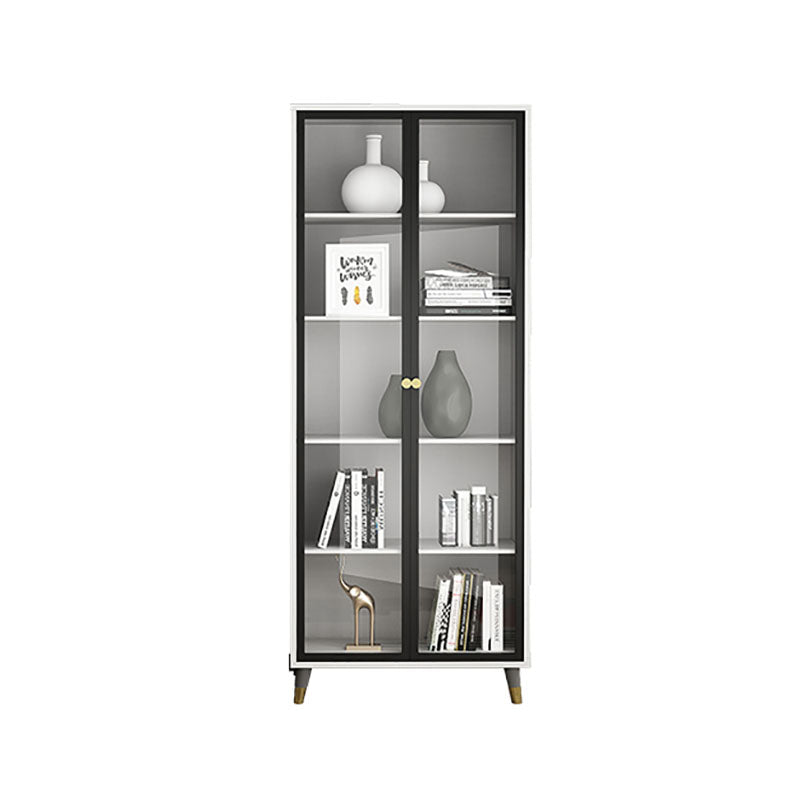 Glam Standard Bookcase Metal Frame Manufactured Wood Shelf Bookshelf with Glass Door