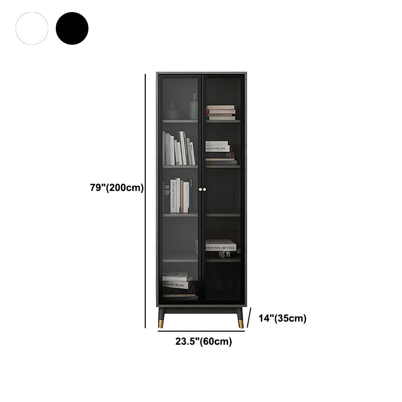 Glam Standard Bookcase Metal Frame Manufactured Wood Shelf Bookshelf with Glass Door
