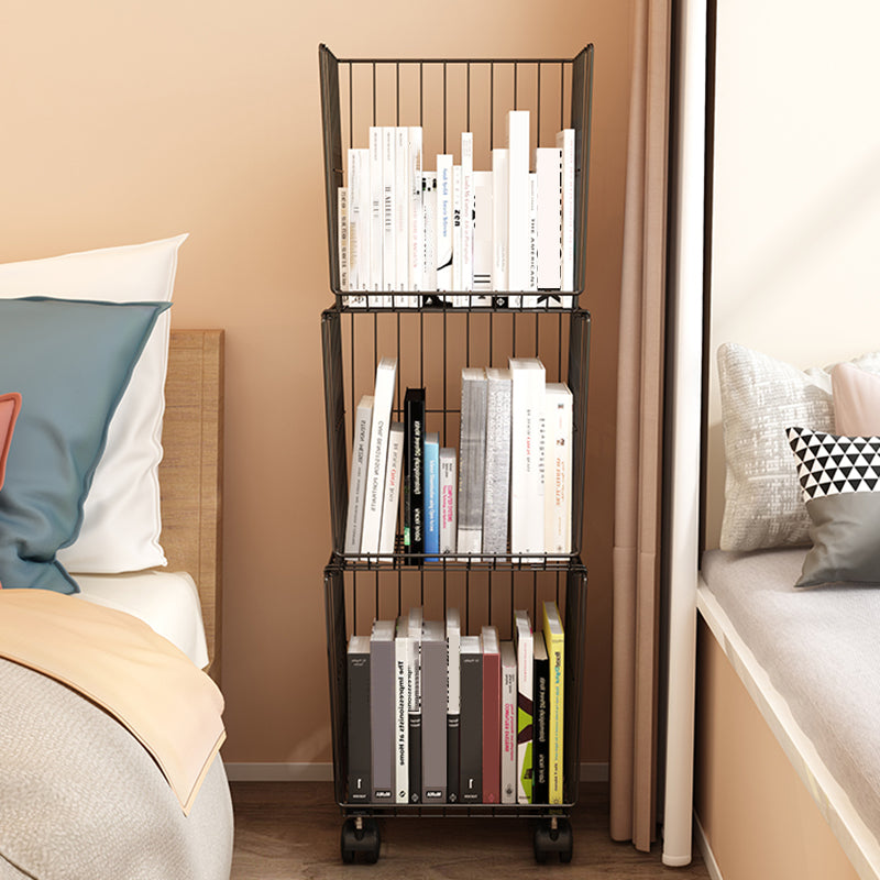 Libreria geometrica industriale in metallo chiuso indietro con ruote