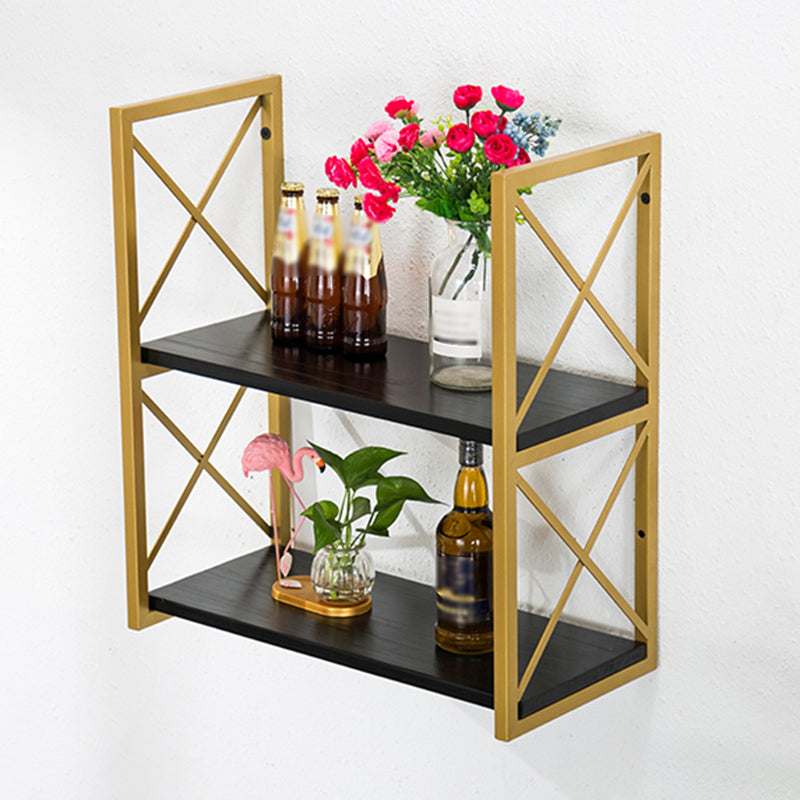 Industrial Style Wooden Bookshelf Wall Mounted Shelf Bookcase