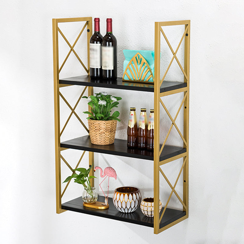 Industrial Style Wooden Bookshelf Wall Mounted Shelf Bookcase