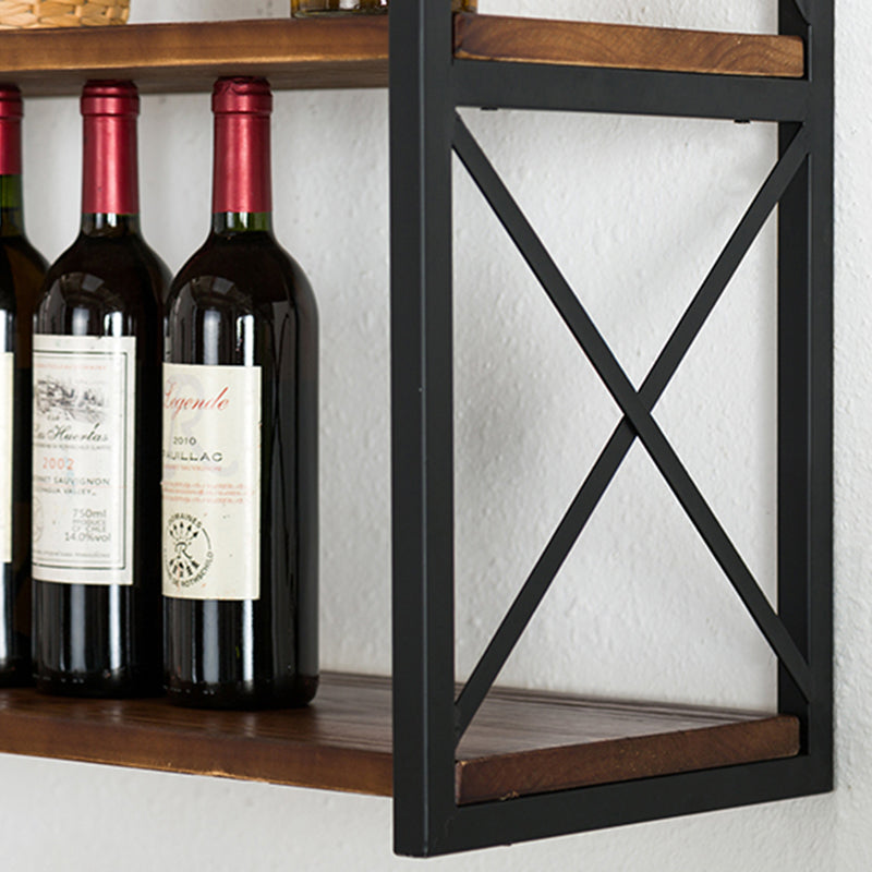 Industrial Style Wooden Bookshelf Wall Mounted Shelf Bookcase