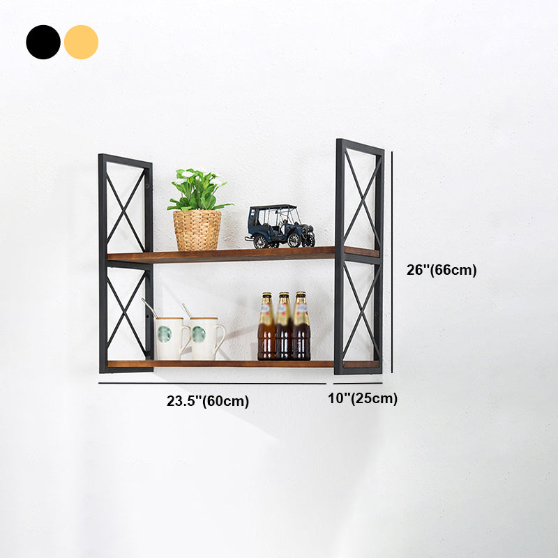 Industrial Style Wooden Bookshelf Wall Mounted Shelf Bookcase