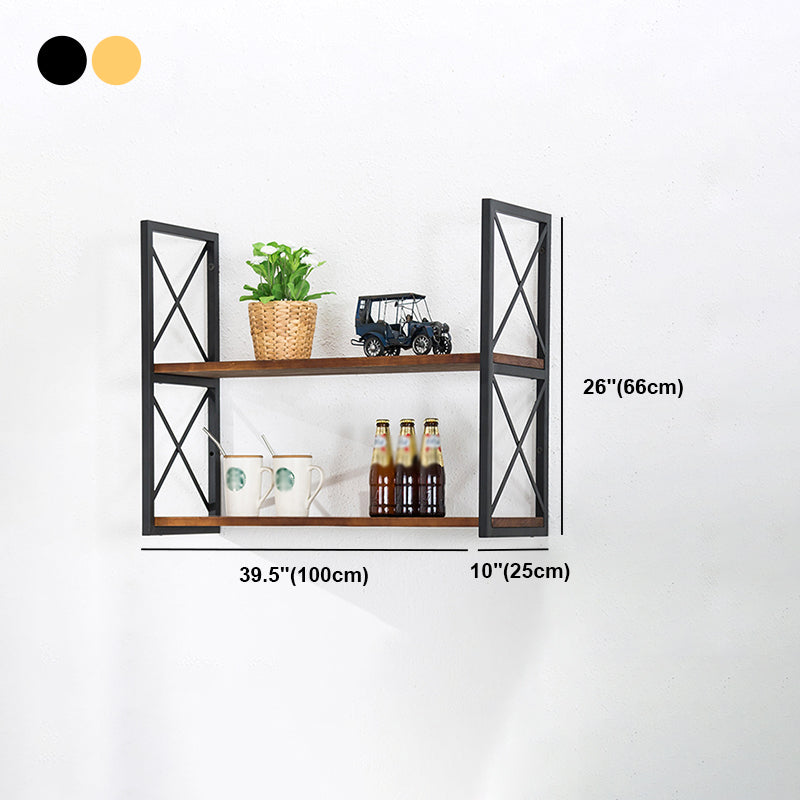 Industrial Style Wooden Bookshelf Wall Mounted Shelf Bookcase
