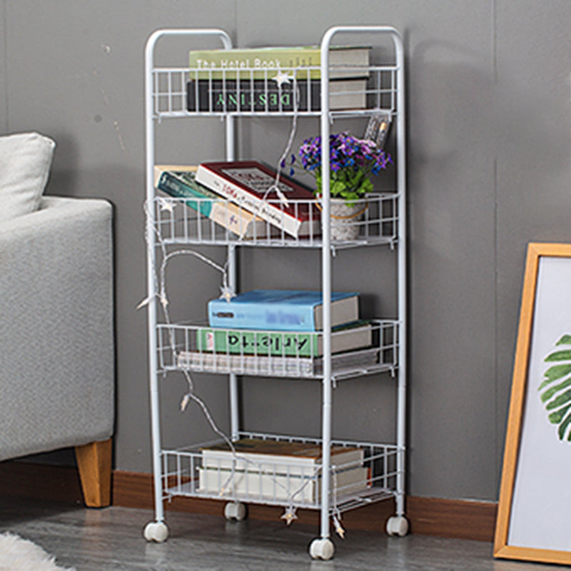 Schwarz -Weiß -Industrie -Bücherregal Etagere Bücherregal mit Zaubererrädern