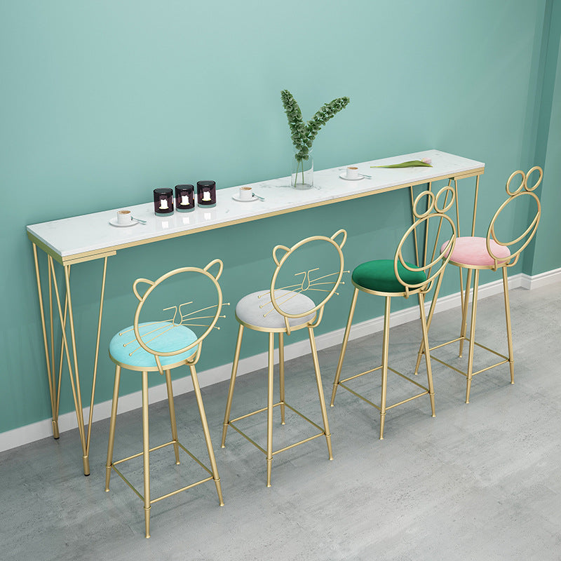 Stone Top Bar Table Traditional Luxury Rectangle Bar Table with 4 Legs