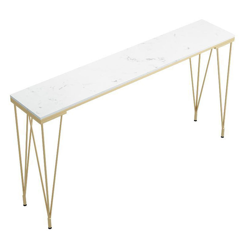 Stone Top Bar Table Traditional Luxury Rectangle Bar Table with 4 Legs