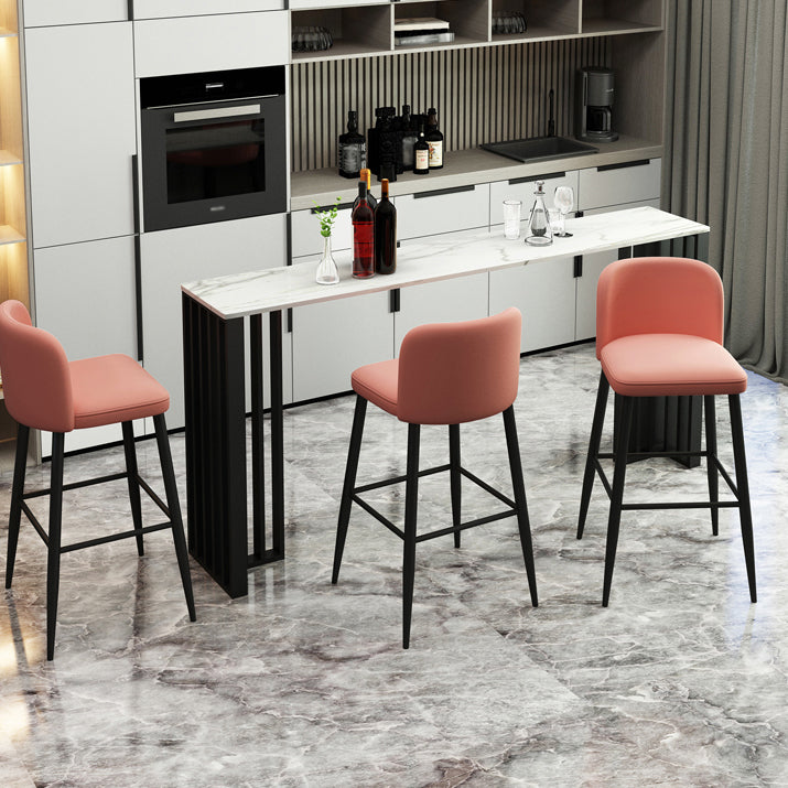 Rectangle Stone Bar Dining Table Contemporary Bar Table with Double Pedestal Base