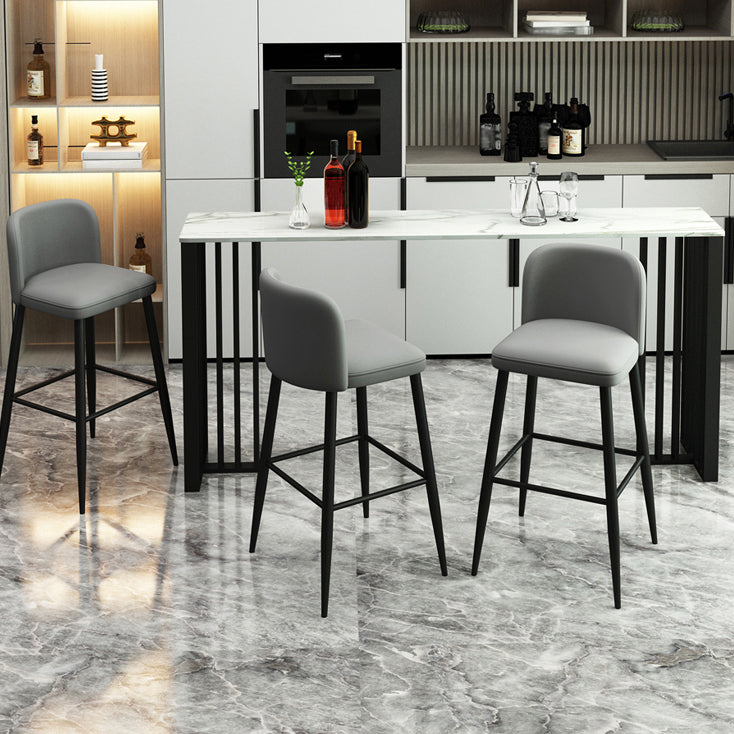 Rectangle Stone Bar Dining Table Contemporary Bar Table with Double Pedestal Base