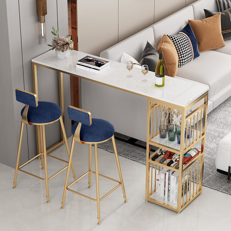 Stone Bar Table Traditional Luxury Rectangle Bar Dining Table with Sled Base