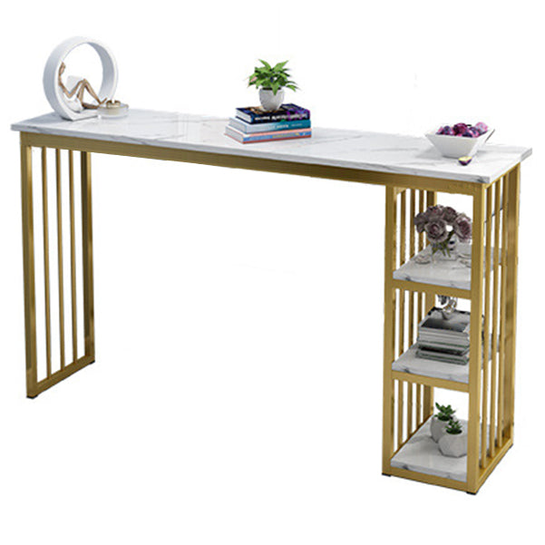 Rectangle Bar Dining Table Contemporary Bar Table with Gold Sled Base