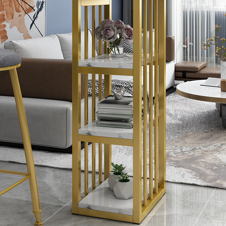 Rectangle Bar Dining Table Contemporary Bar Table with Gold Sled Base