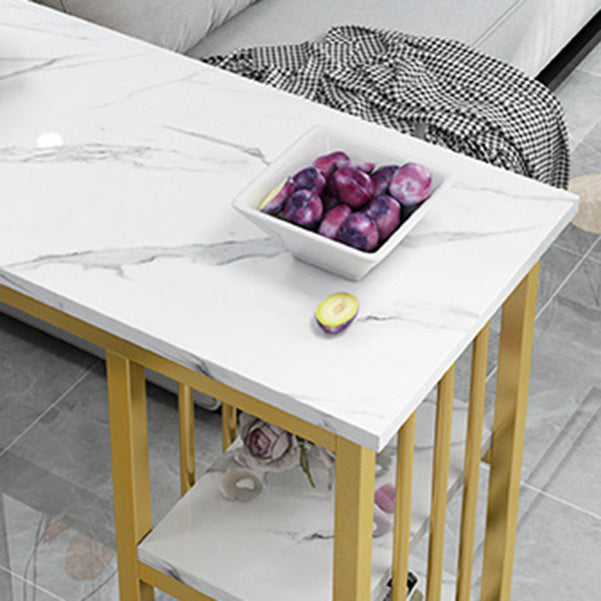 Rectangle Bar Dining Table Contemporary Bar Table with Gold Sled Base