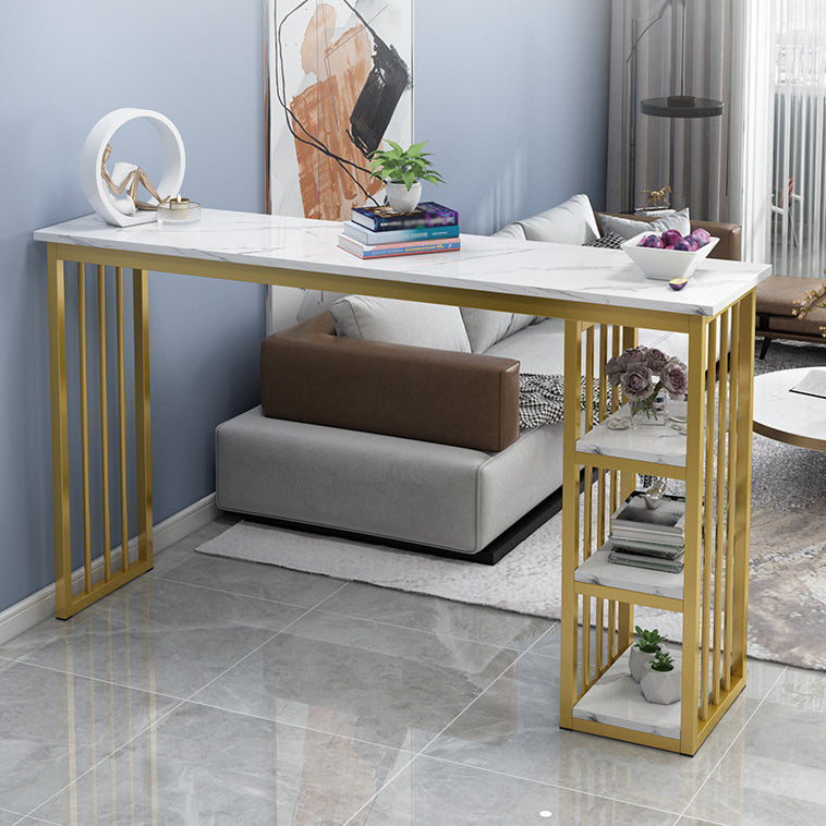 Rectangle Bar Dining Table Contemporary Bar Table with Gold Sled Base