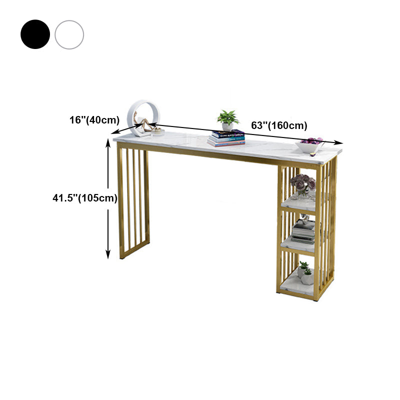 Rectangle Bar Dining Table Contemporary Bar Table with Gold Sled Base