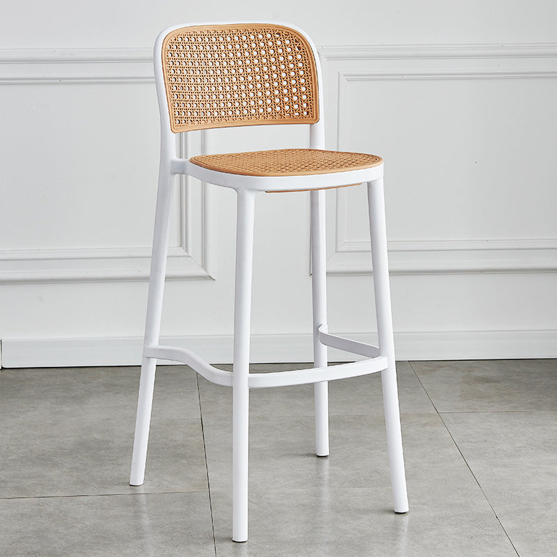 Contemporary Bar and Counter Stool Rattan Full Back Stool with 4 Legs