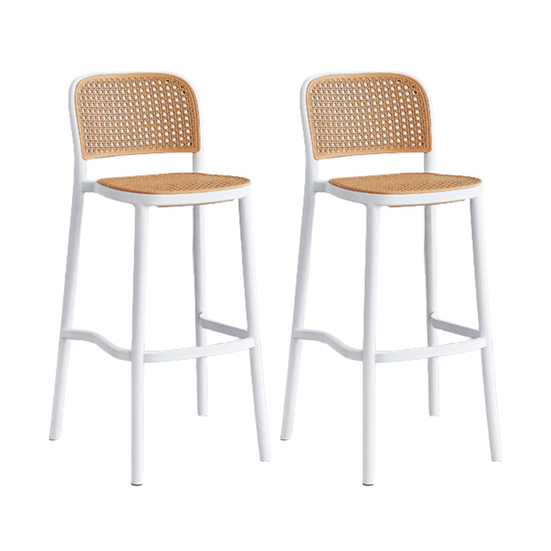 Contemporary Bar and Counter Stool Rattan Full Back Stool with 4 Legs
