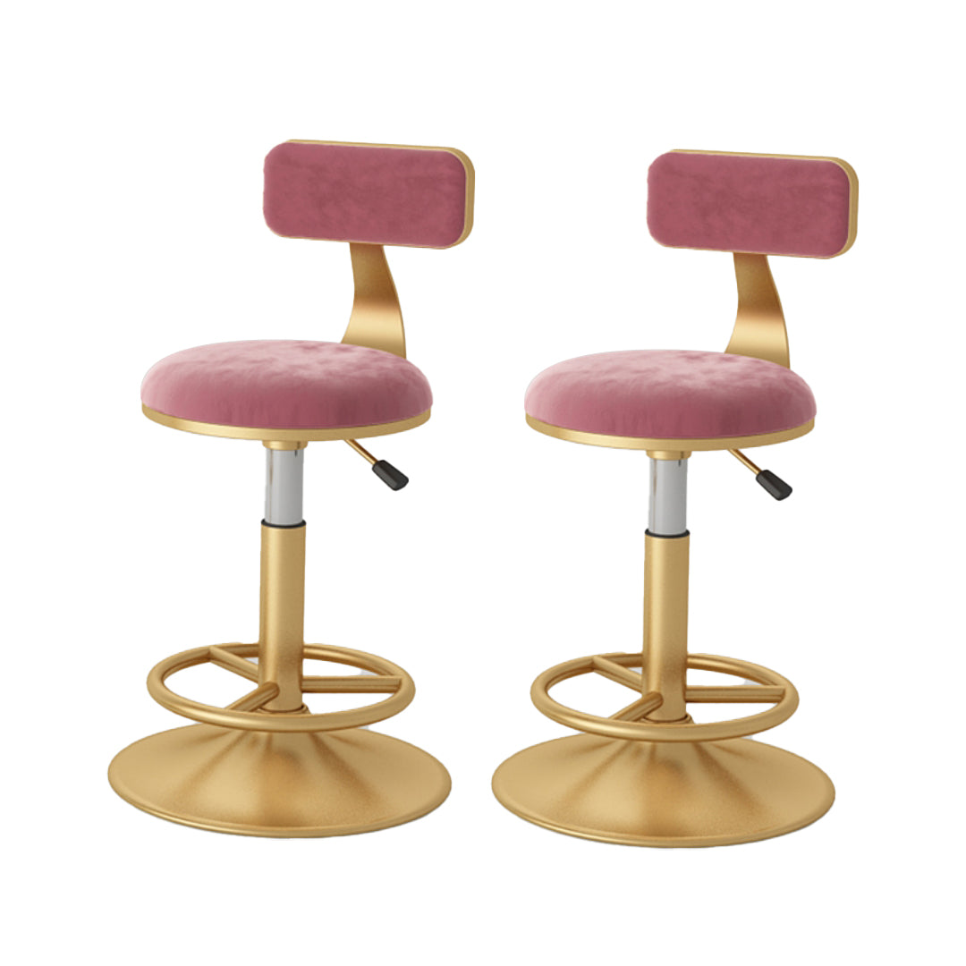 Nordic Glam Liftable Bar Stool Round Counter Bar Stool with Metal Legs