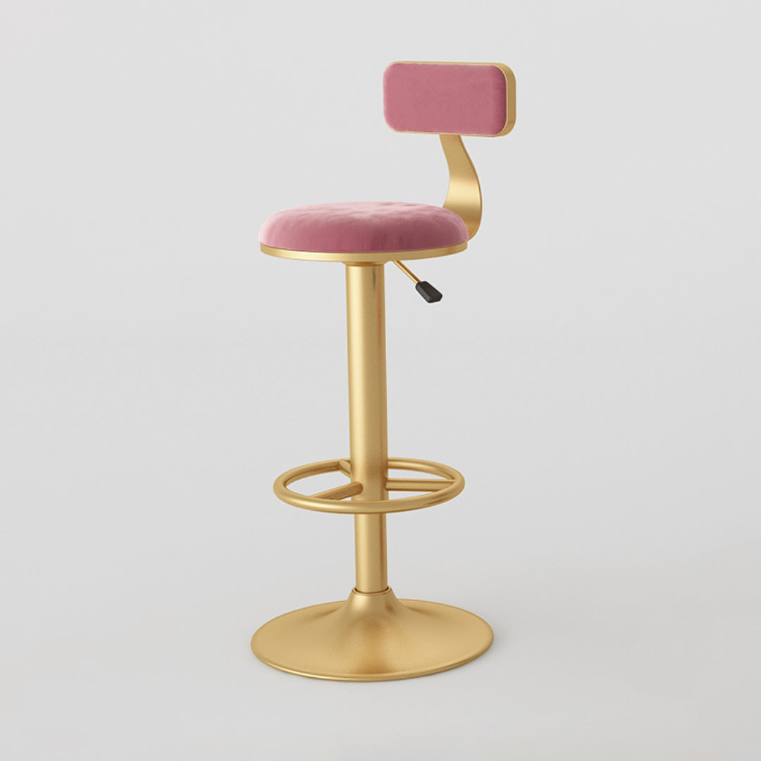 Nordic Glam Liftable Bar Stool Round Counter Bar Stool with Metal Legs
