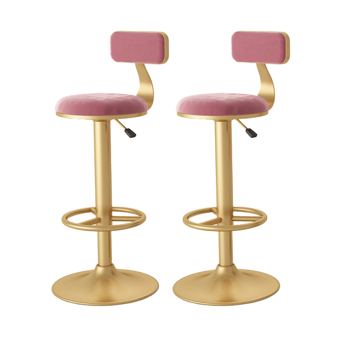 Nordic Glam Liftable Bar Stool Round Counter Bar Stool with Metal Legs