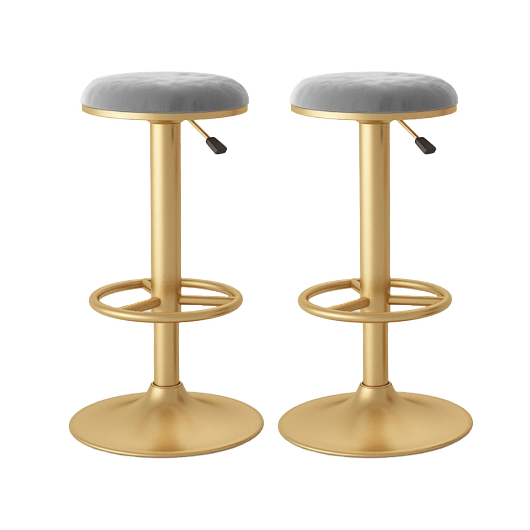 Nordic Glam Liftable Bar Stool Round Counter Bar Stool with Metal Legs
