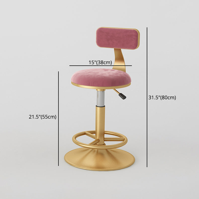 Nordic Glam Liftable Bar Stool Round Counter Bar Stool with Metal Legs