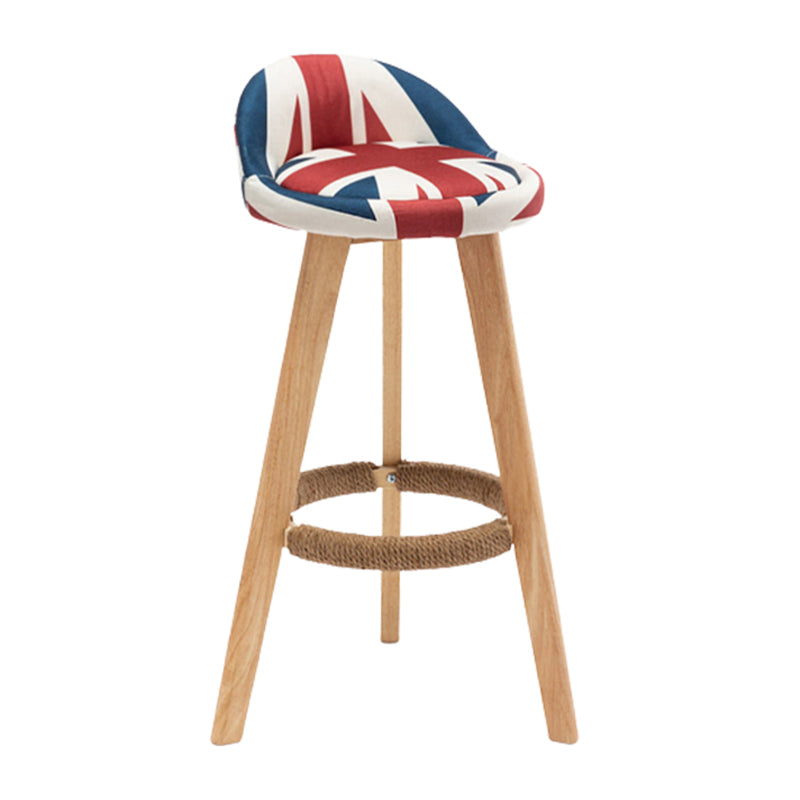 Scandinavian Upholstered Footrest Barstool Matte Finish Wood Bristol Stool