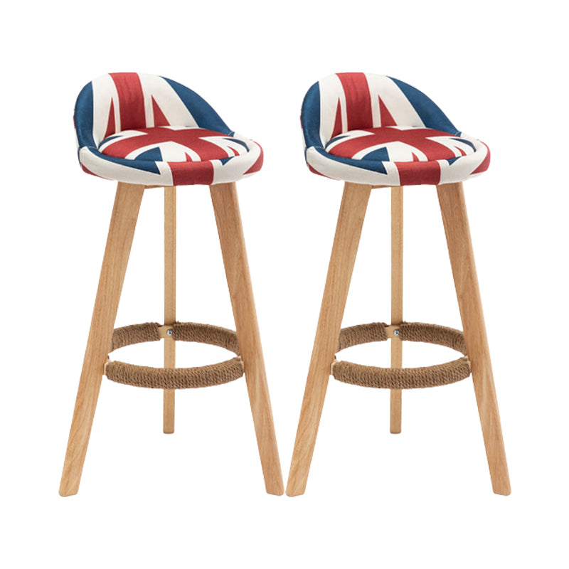 Scandinavian Upholstered Footrest Barstool Matte Finish Wood Bristol Stool