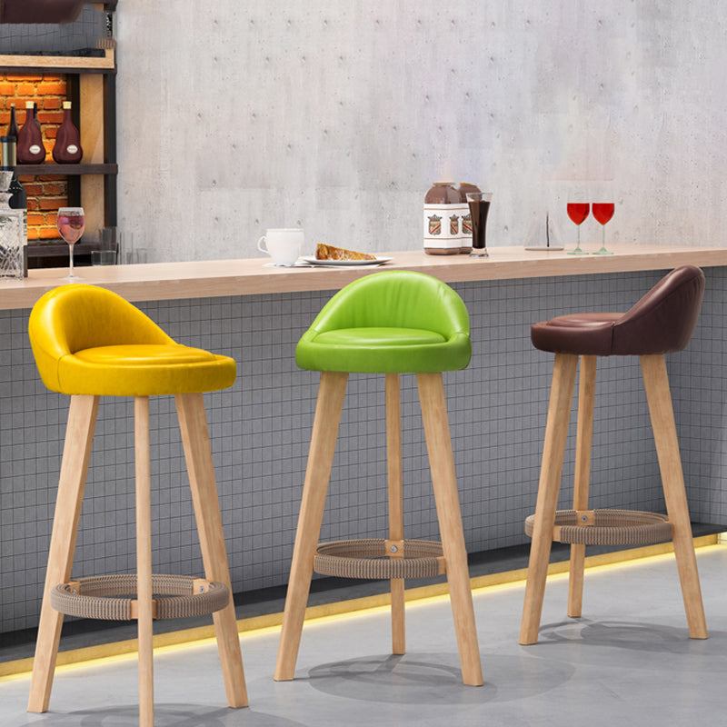 Scandinavian Upholstered Footrest Barstool Matte Finish Wood Bristol Stool