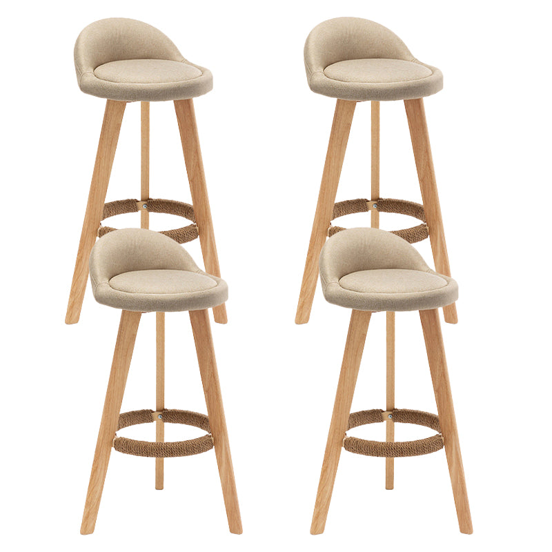 Scandinavian Upholstered Footrest Barstool Matte Finish Wood Bristol Stool