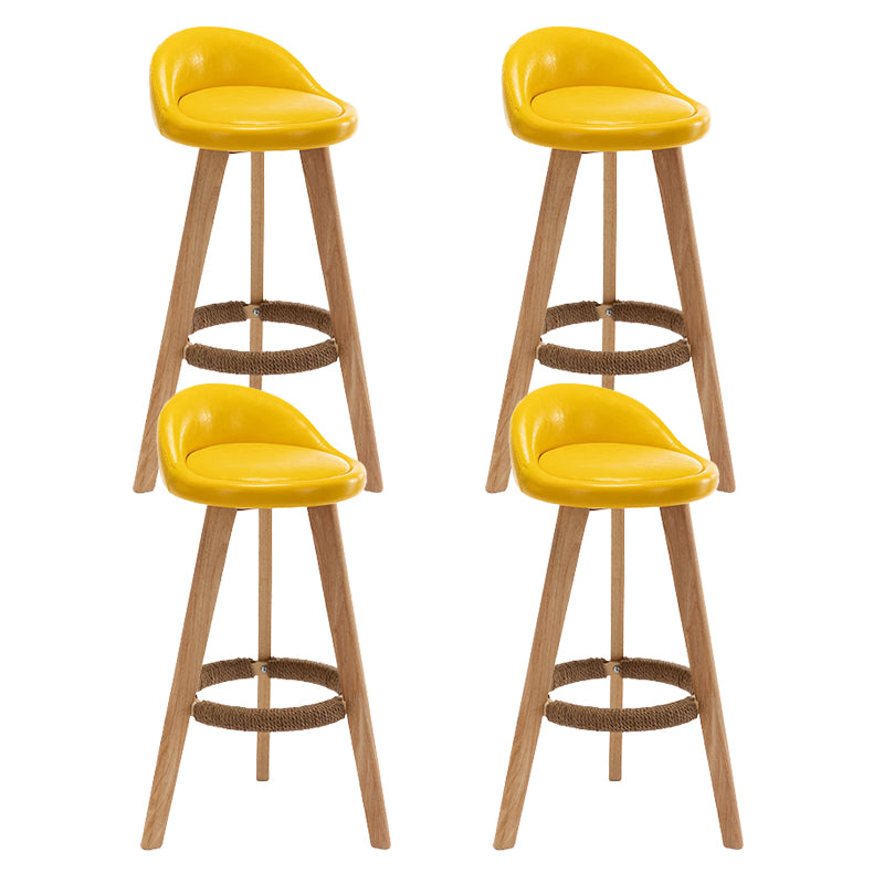 Scandinavian Upholstered Footrest Barstool Matte Finish Wood Bristol Stool