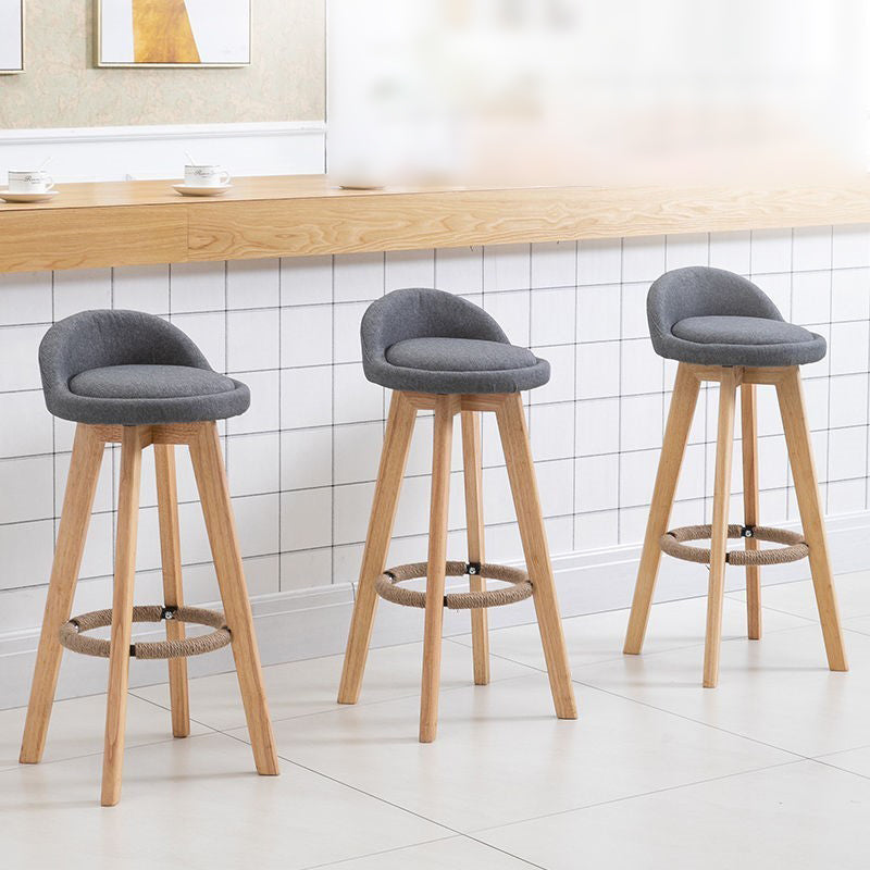 Contemporary Style Low Back Bar-stool Wooden Bar Stool for Restaurant