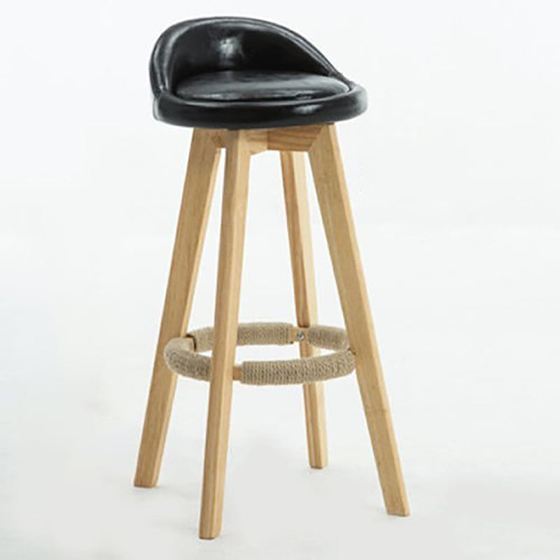 Contemporary Style Low Back Bar-stool Wooden Bar Stool for Restaurant