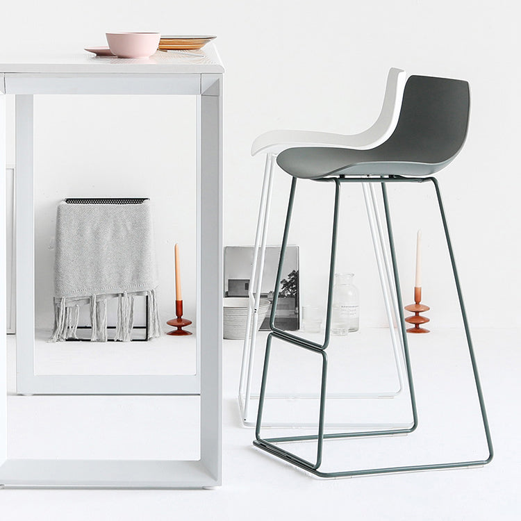 Modern Style Bar-stool Plastic Counter Bar Stool with Metal Legs for Kitchen