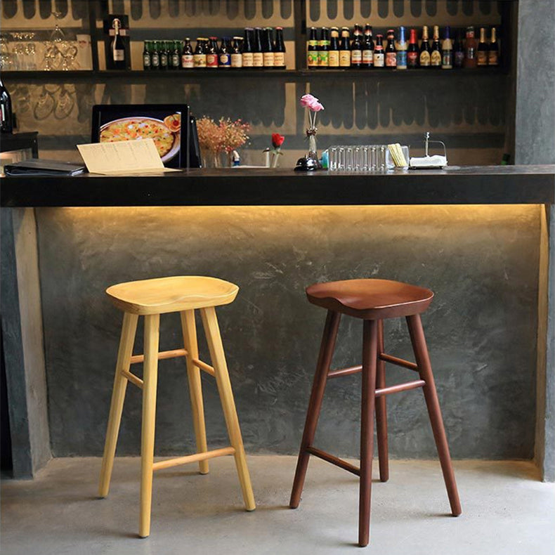 Contemporary Rectangle Bar and Counter Stool Wood Stool with 4 Legs