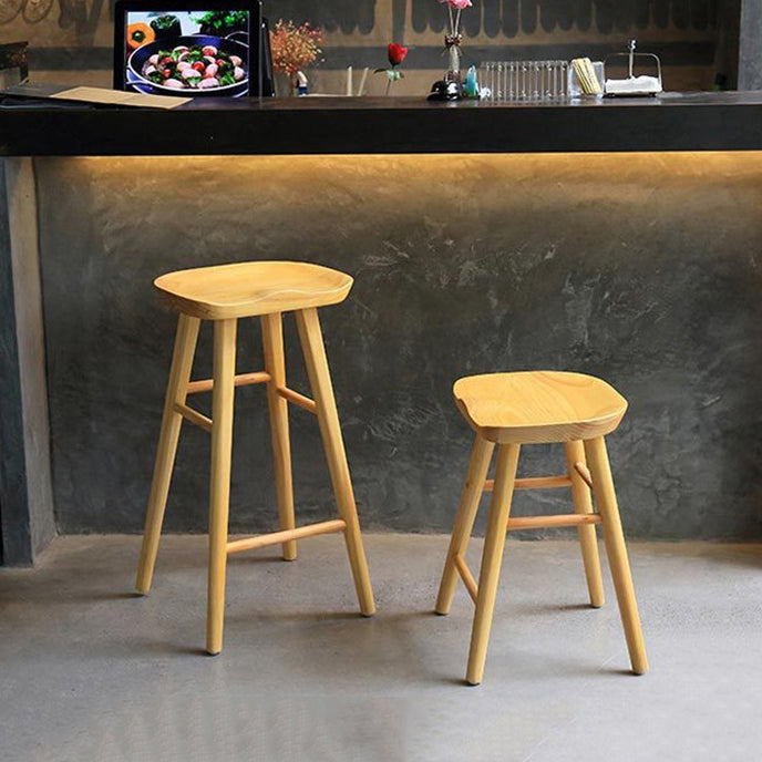 Contemporary Rectangle Bar and Counter Stool Wood Stool with 4 Legs
