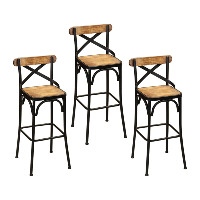 Industrial Bar and Counter Stool Brown Stool with Black Base
