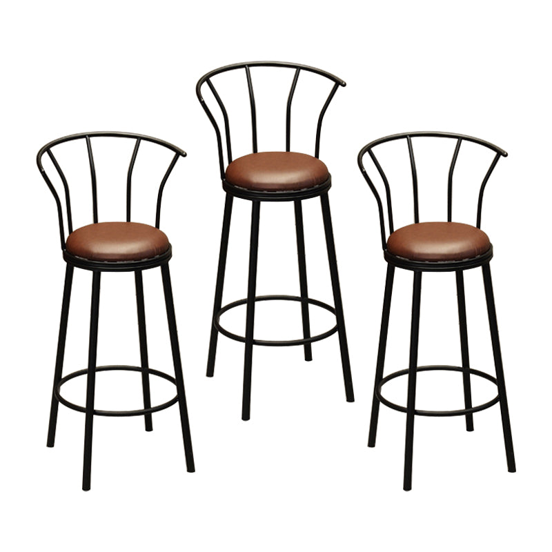 Industrial Bar and Counter Stool Brown Stool with Black Base