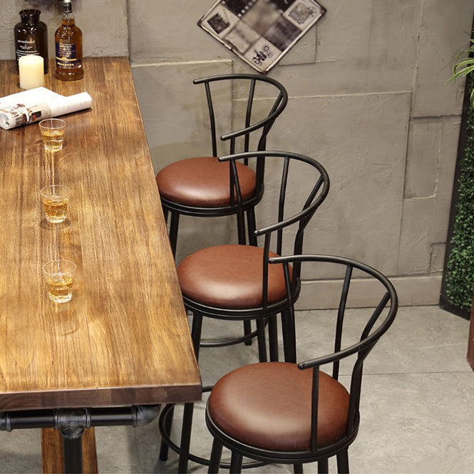 Industrial Bar and Counter Stool Brown Stool with Black Base