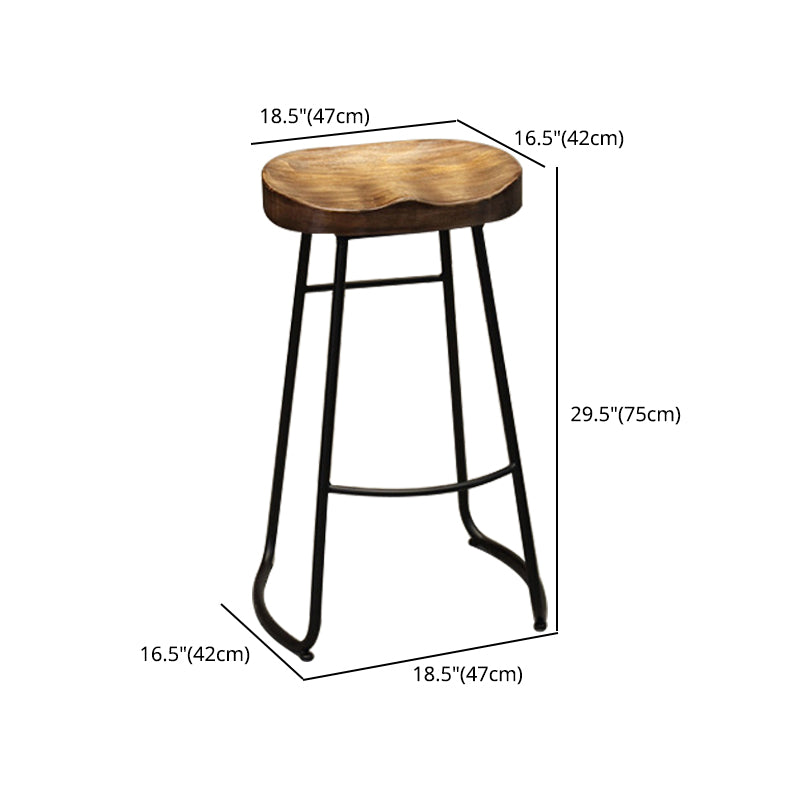 Industrial Bar and Counter Stool Brown Stool with Black Base