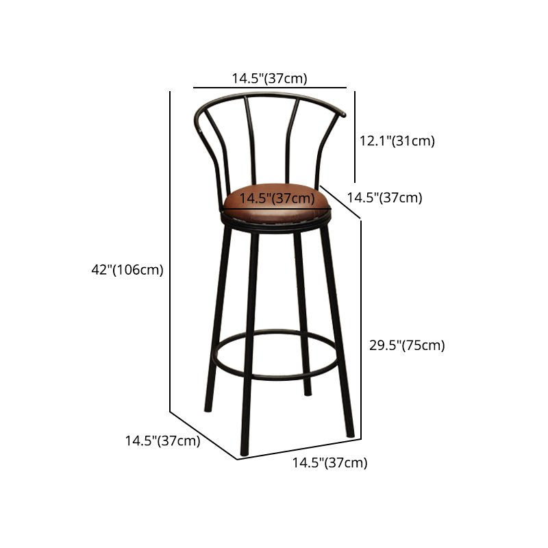 Industrial Bar and Counter Stool Brown Stool with Black Base