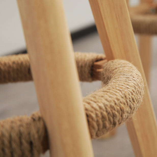 27.56" Wood Scandinavian Kitchen Dining Room Armless Stool Low Back Bar Stool