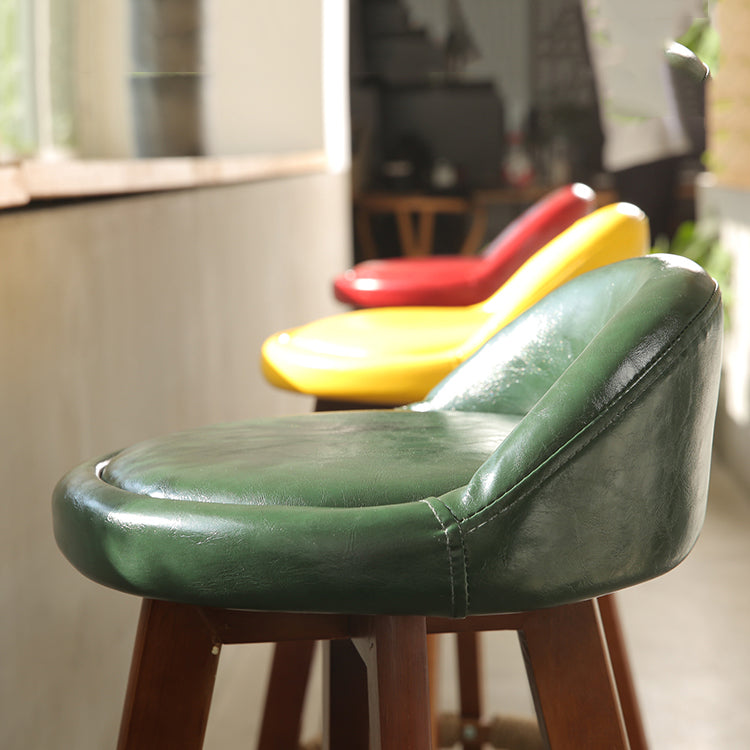 27.56" Wood Scandinavian Kitchen Dining Room Armless Stool Low Back Bar Stool