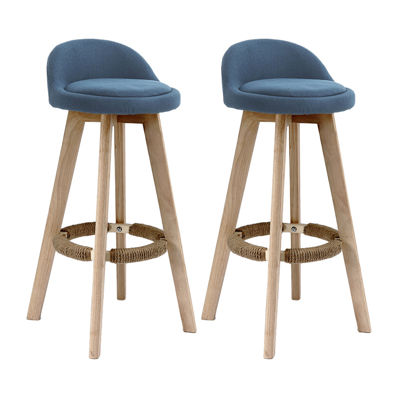 27.56" Wood Scandinavian Kitchen Dining Room Armless Stool Low Back Bar Stool