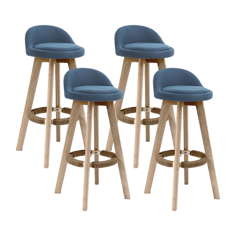 27.56" Wood Scandinavian Kitchen Dining Room Armless Stool Low Back Bar Stool