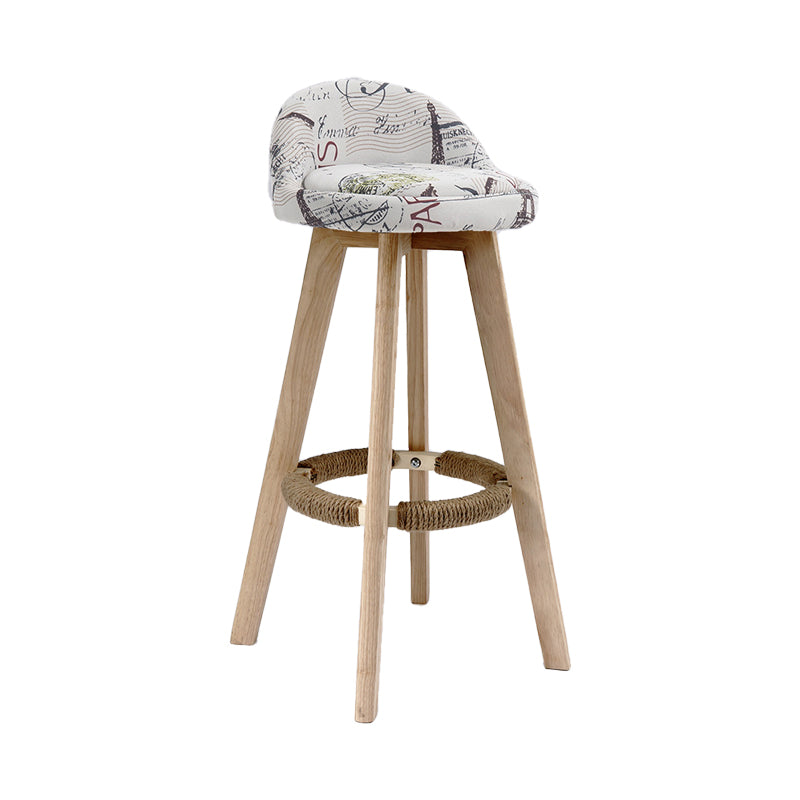 27.56" Wood Scandinavian Kitchen Dining Room Armless Stool Low Back Bar Stool